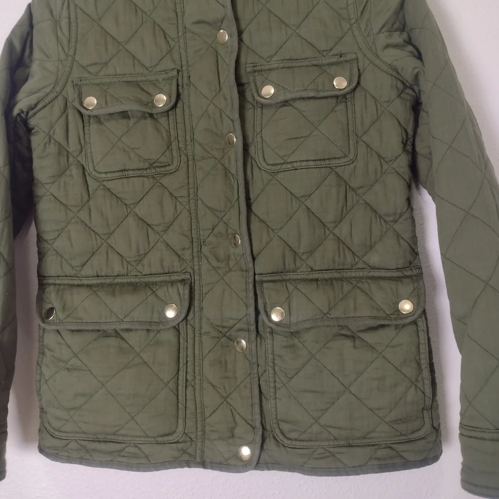 J. Crew Green Quilted Downtown Field Jacket Size XXS - Picture 6 of 16